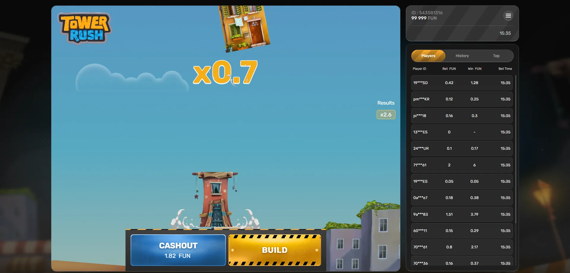 Tower Rush jeu de casino en ligne en Côte d'Ivoire